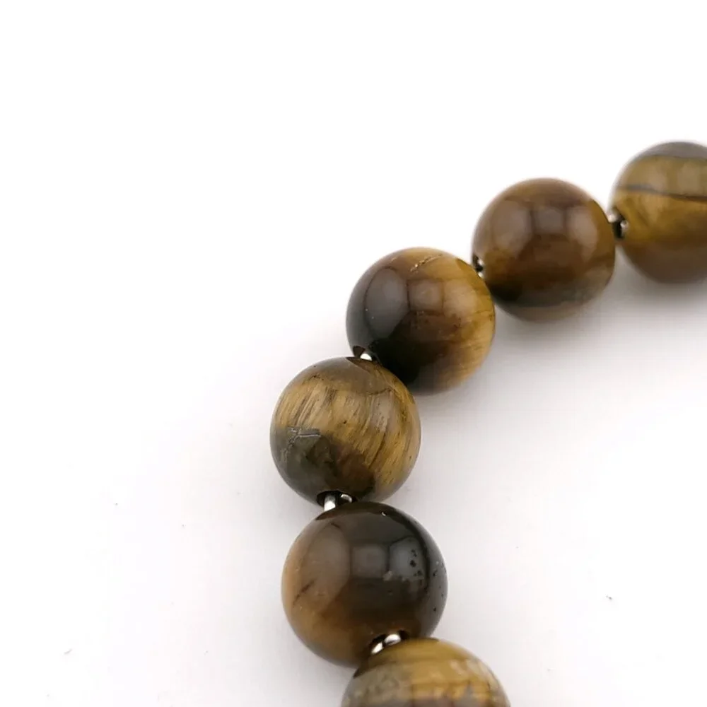 David Yurman Sterling Silver 8mm Tiger's Eye Spiritual Bead Beaded Pull Bracelet